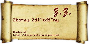 Zboray Zétény névjegykártya